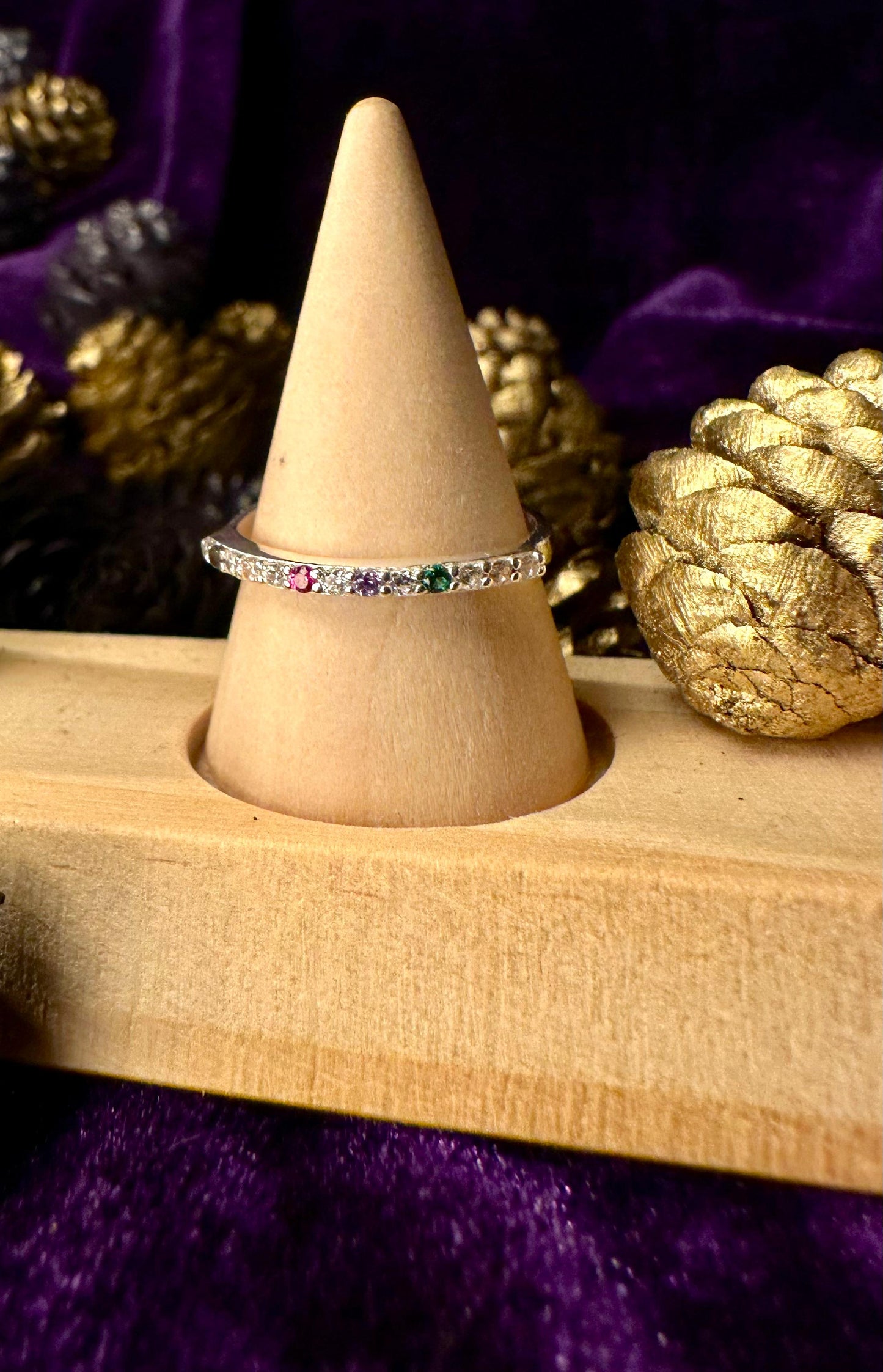 Silver Orchid With Zirconium Stones Ring