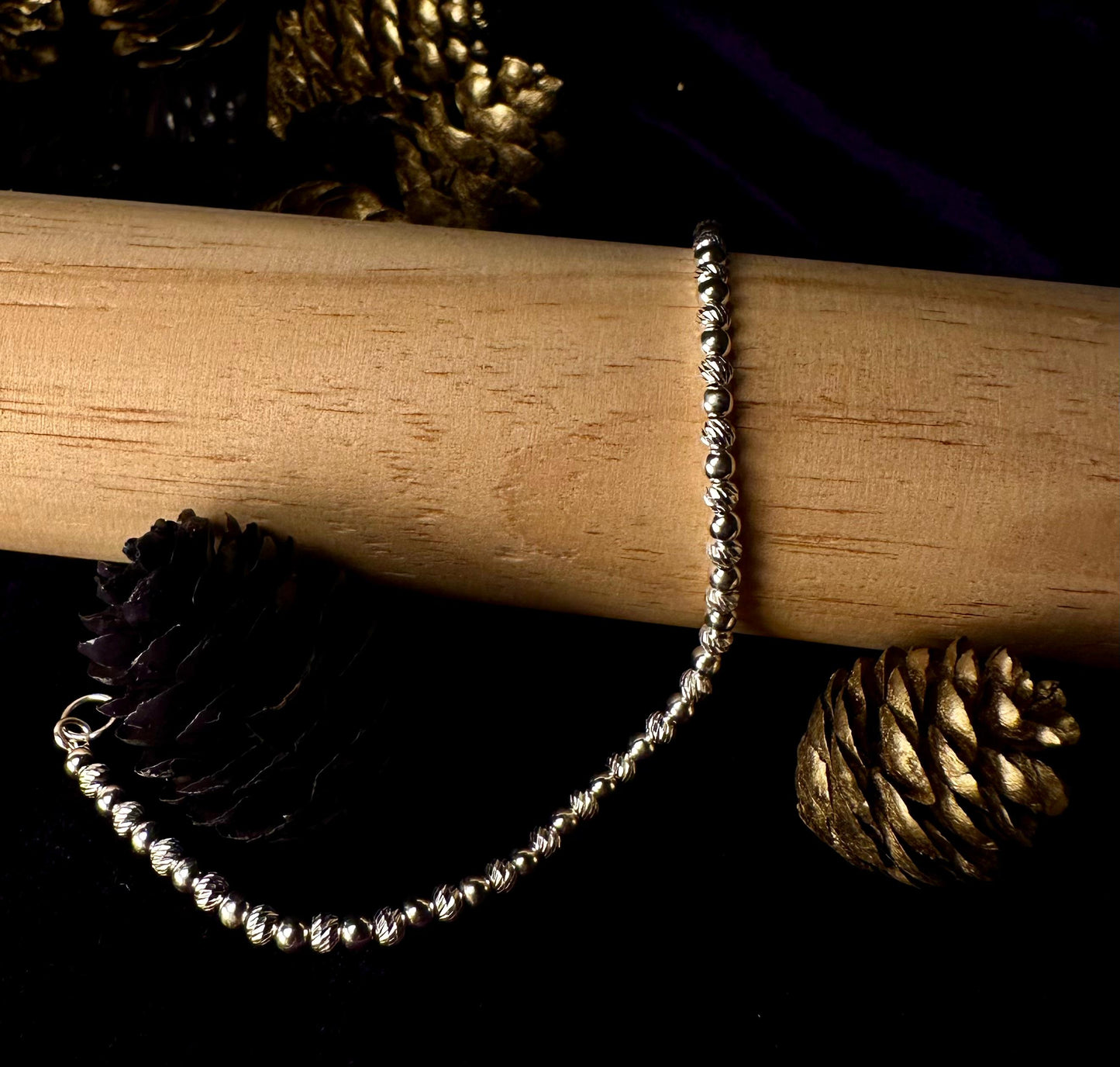 Silver Vintage & Diamond Beads Bracelet