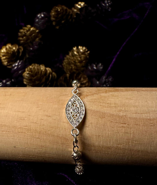 Silver Evil Eye with Beads Bracelet