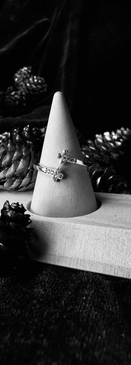 Silver Double Cross Ring