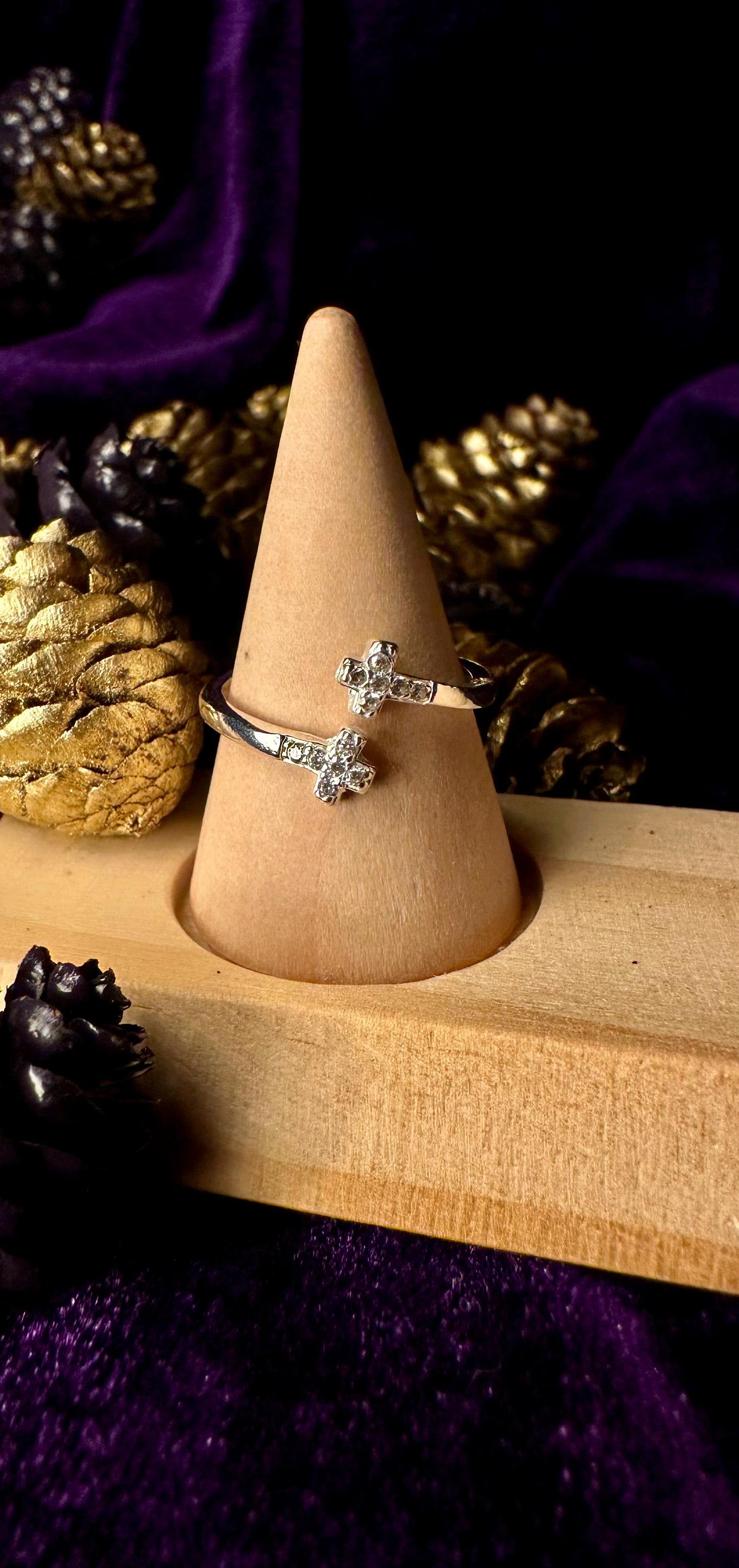 Silver Double Cross Ring