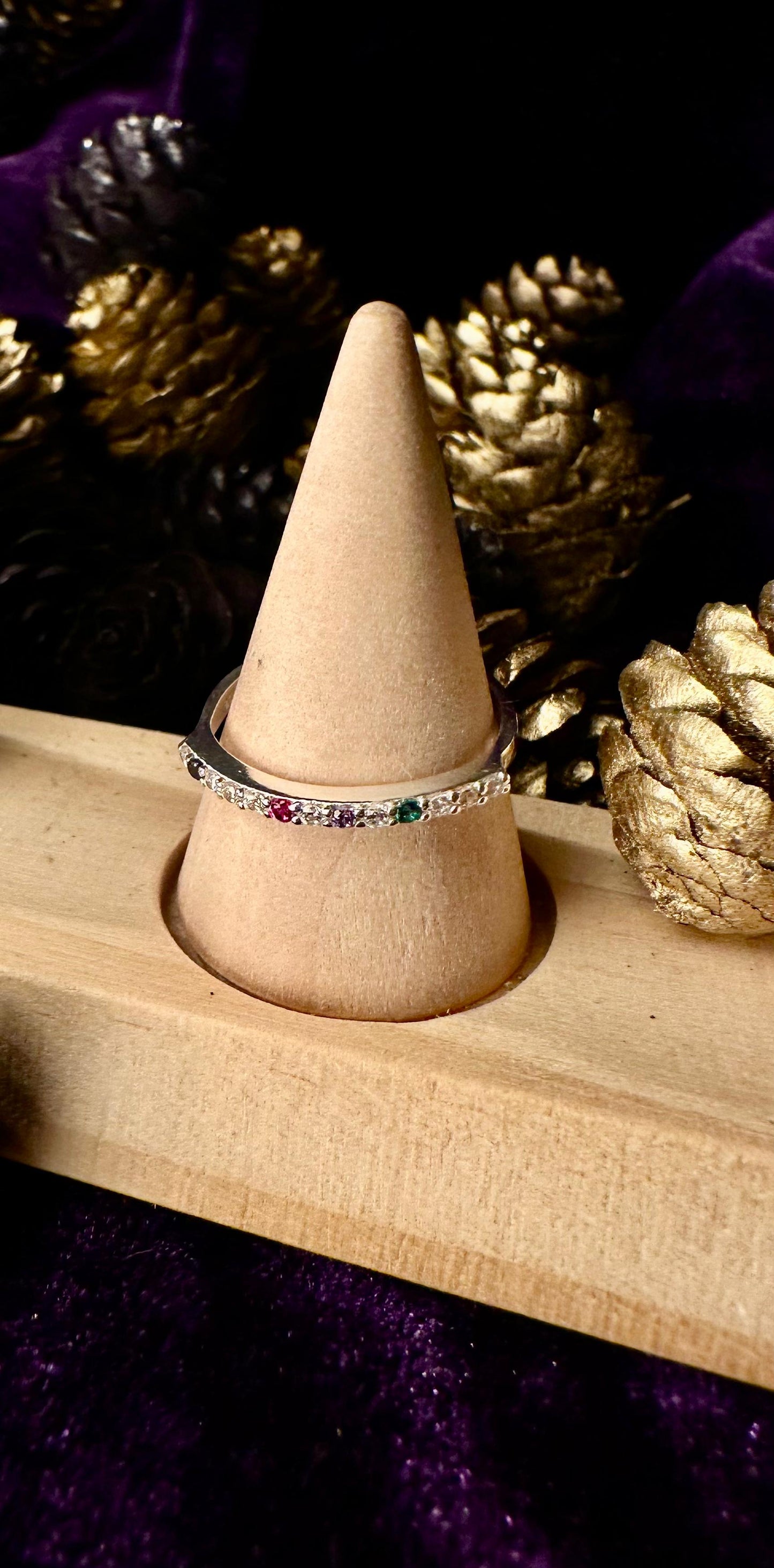 Silver Orchid With Zirconium Stones Ring