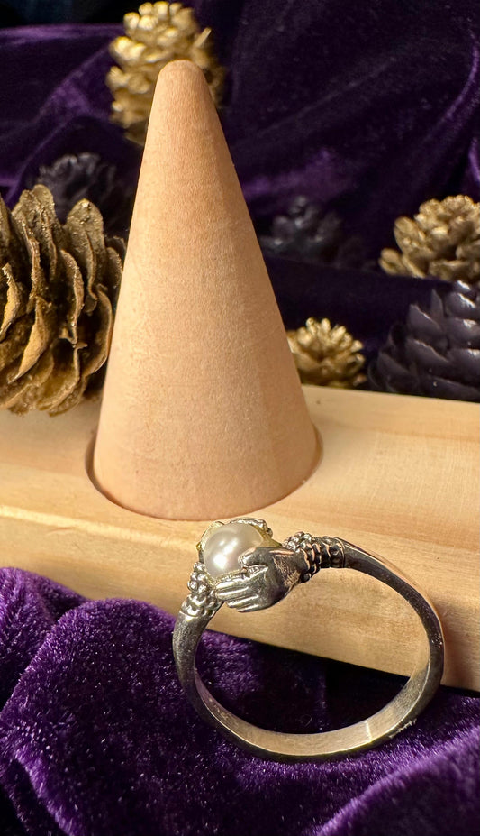 Silver Pearl Love Ring