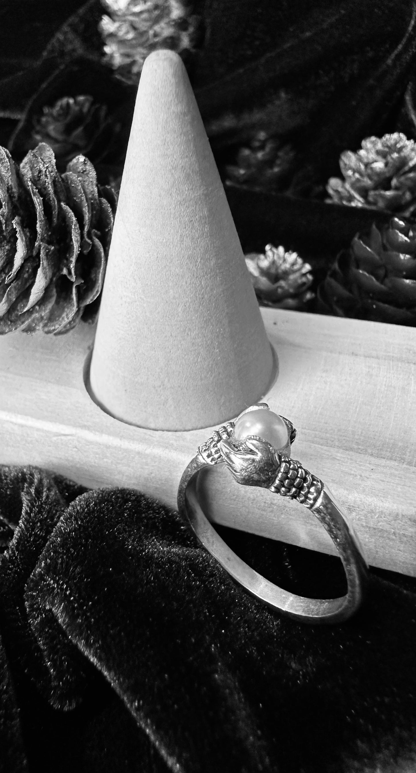 Silver Pearl Love Ring