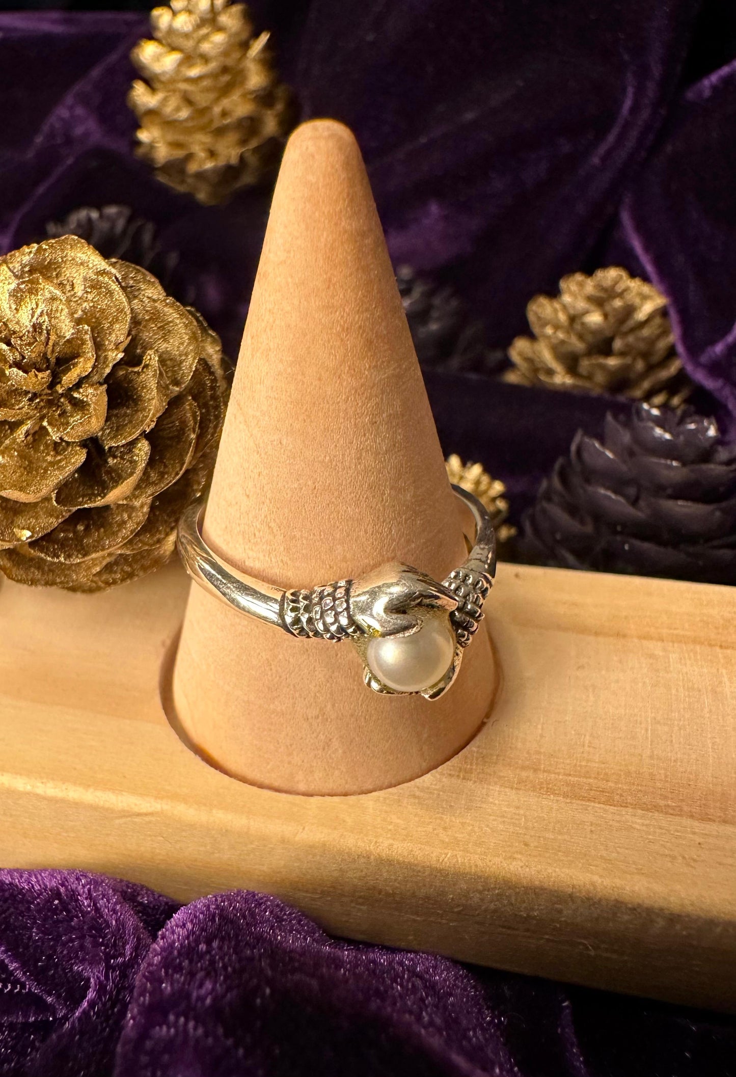 Silver Pearl Love Ring
