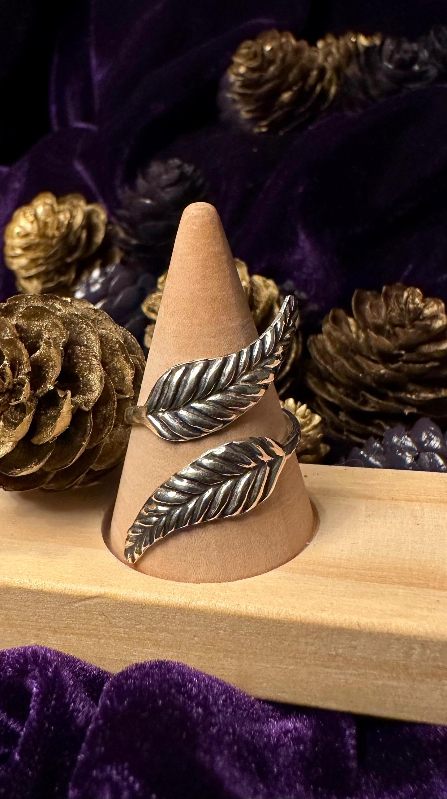 Silver Two Leaves Ring