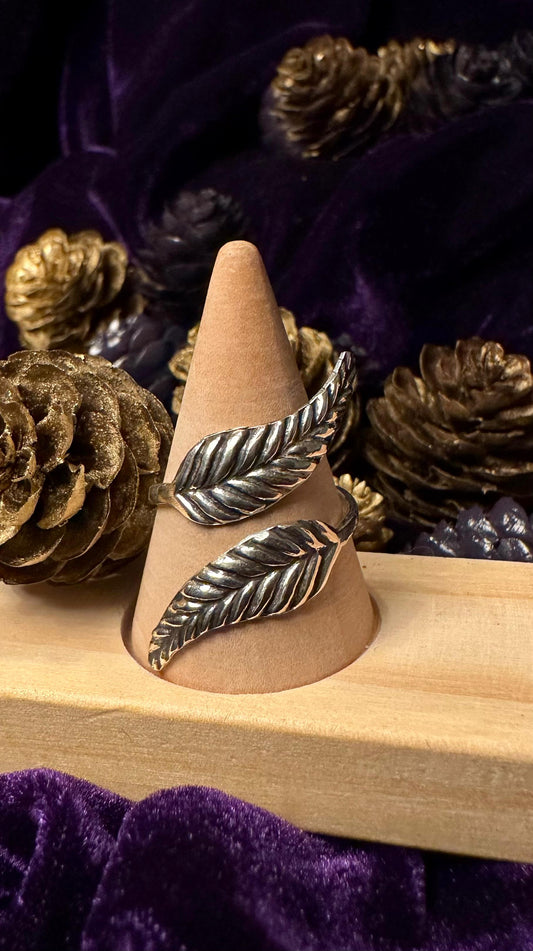 Silver Two Leaves Ring