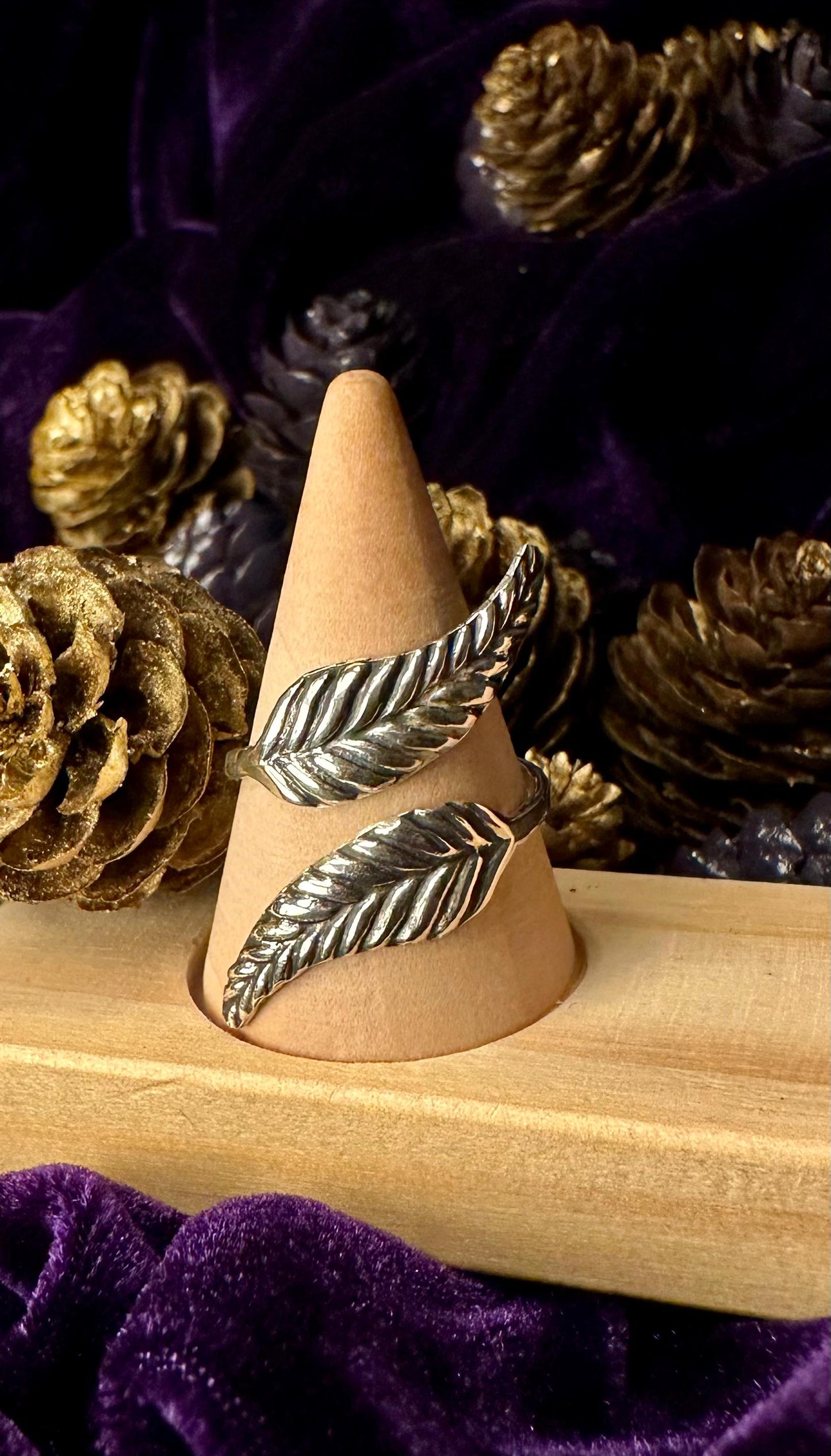 Silver Two Leaves Ring
