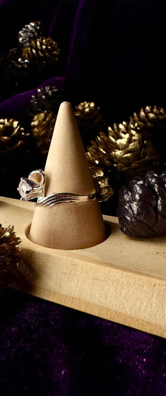 Silver Solitaire Wave Ring