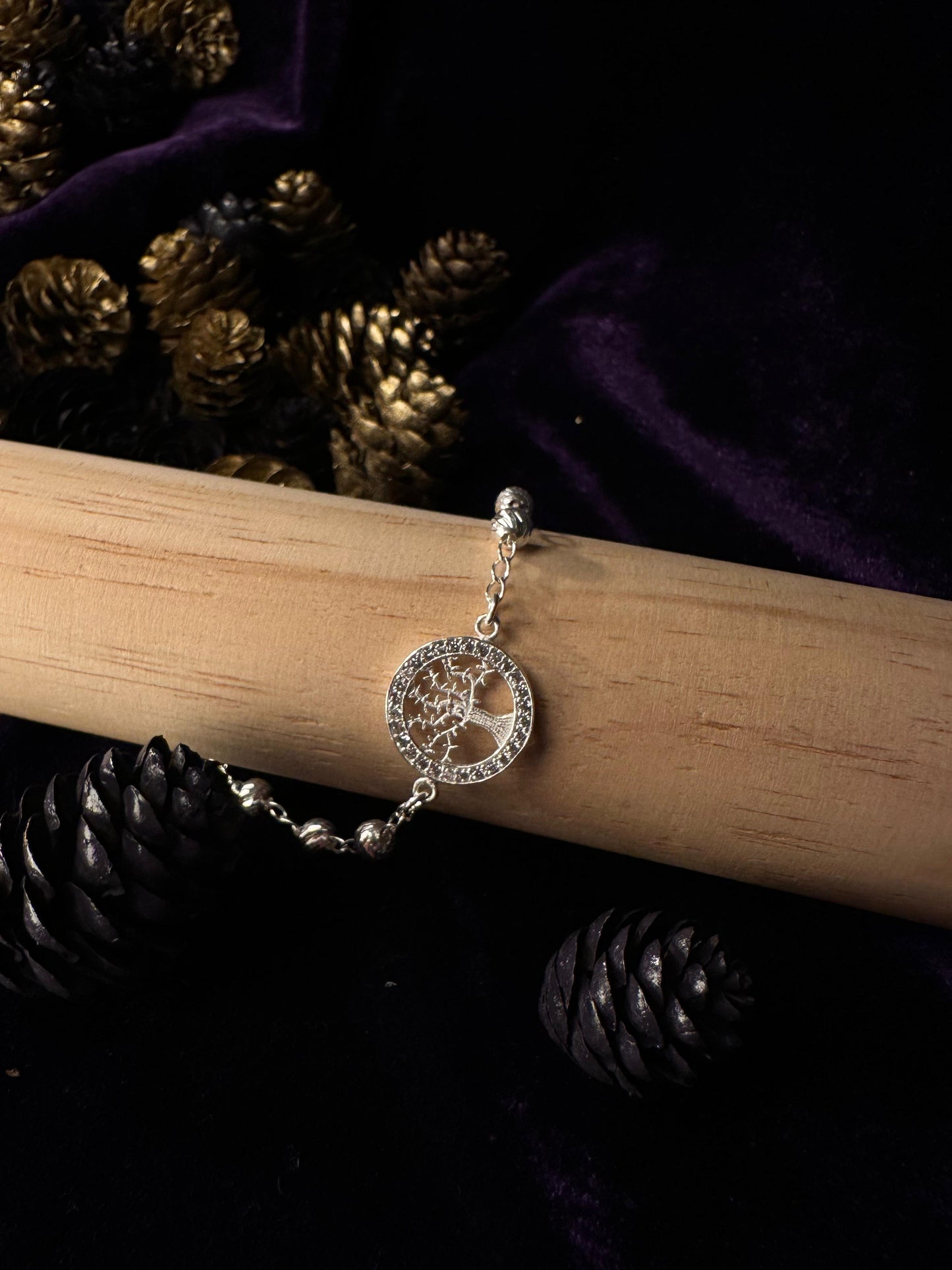 Silver Tree of Life Beads Bracelet
