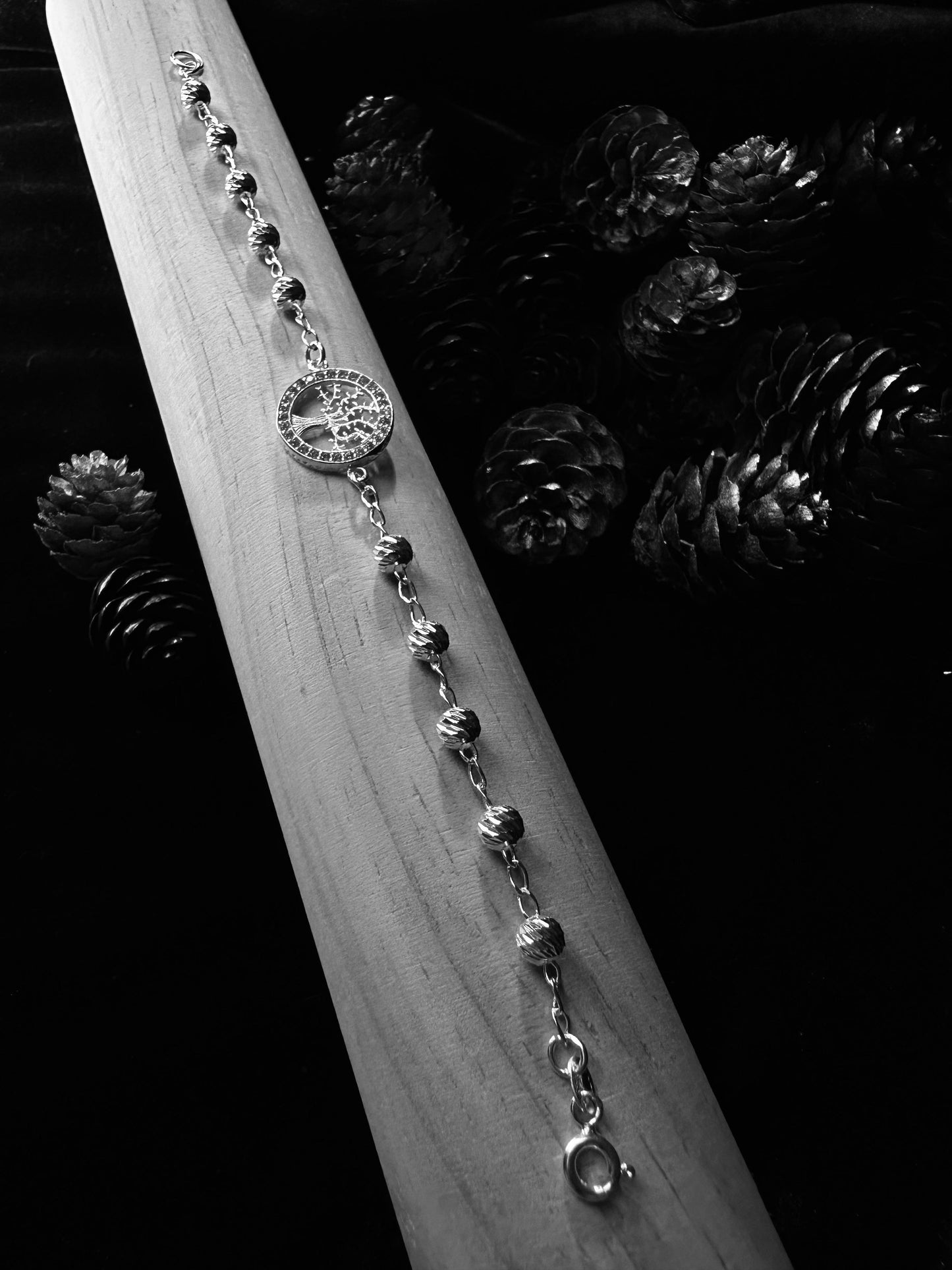 Silver Tree of Life Beads Bracelet