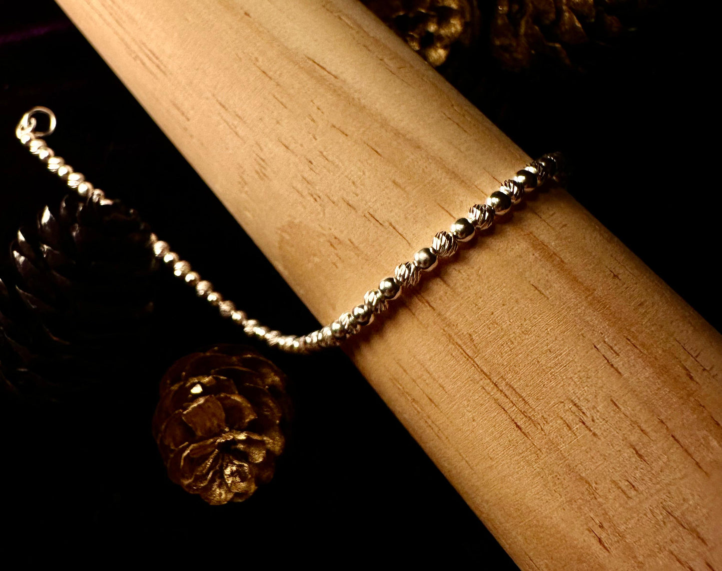 Silver Vintage & Diamond Beads Bracelet