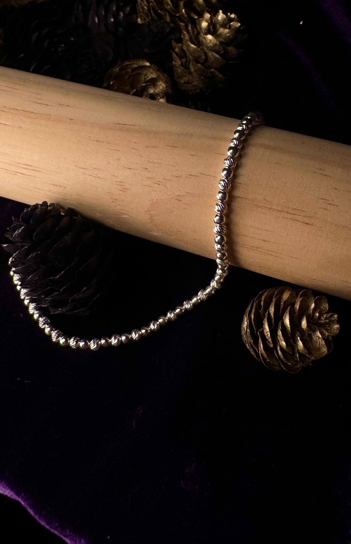 Silver Vintage & Diamond Beads Bracelet